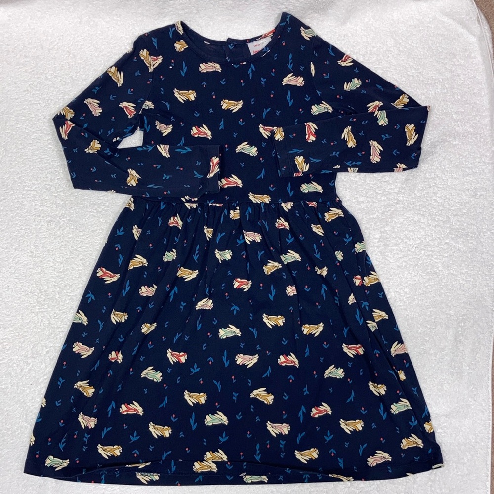 Hanna Andersson 140 US 10 Elisabet / Elisabeth Dress Navy Bunny Bunnies